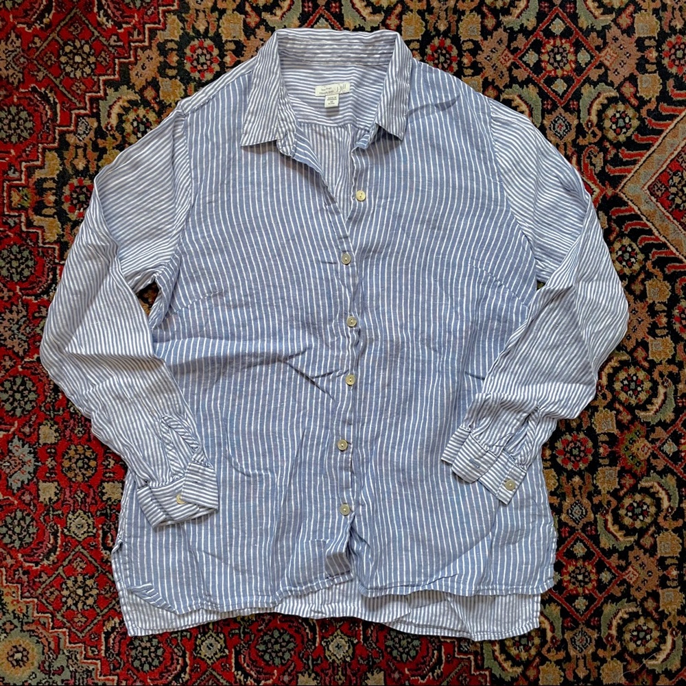 J.Jill Stripe Essential Linen Shirt